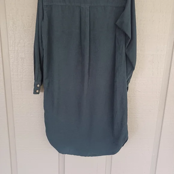 Wrap London Corduroy Shirt Dress Size 2 Women Cotton Long Sleeve Color Deep Teal - Picture 7 of 16